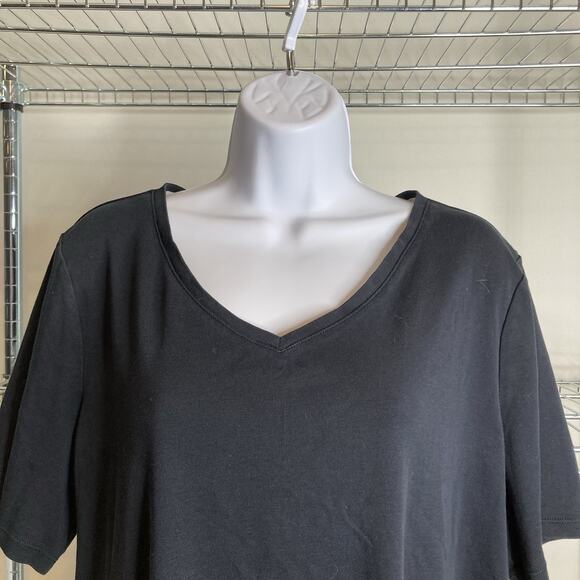 Talbots Women's Black Pima Cotton‎ V Neck Top Size 2X Soft Minimalist Basics - Picture 7 of 10